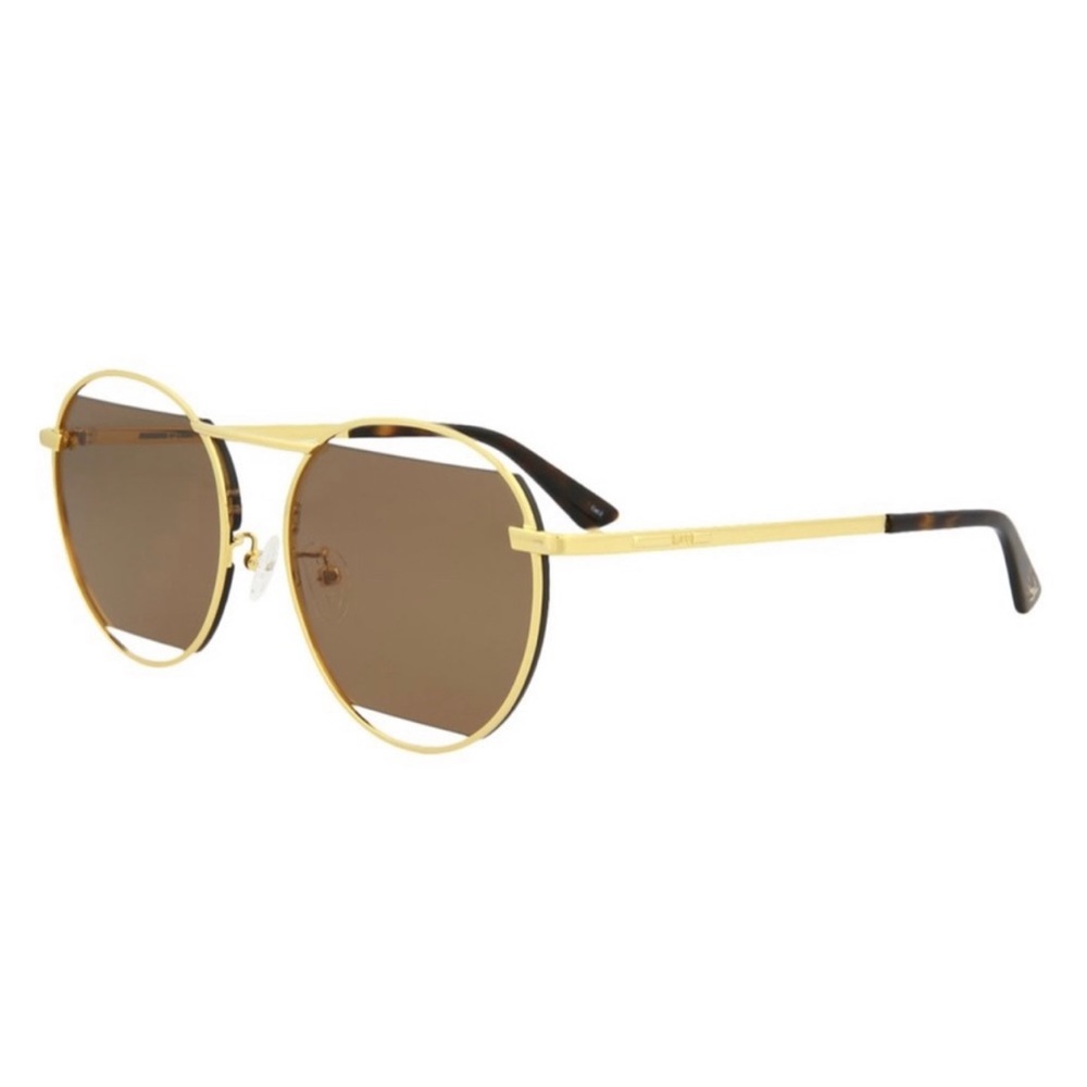 McQ Alexander McQueen Gold & Brown Cutout Core Round Sunglasses UV 60mm Lens
